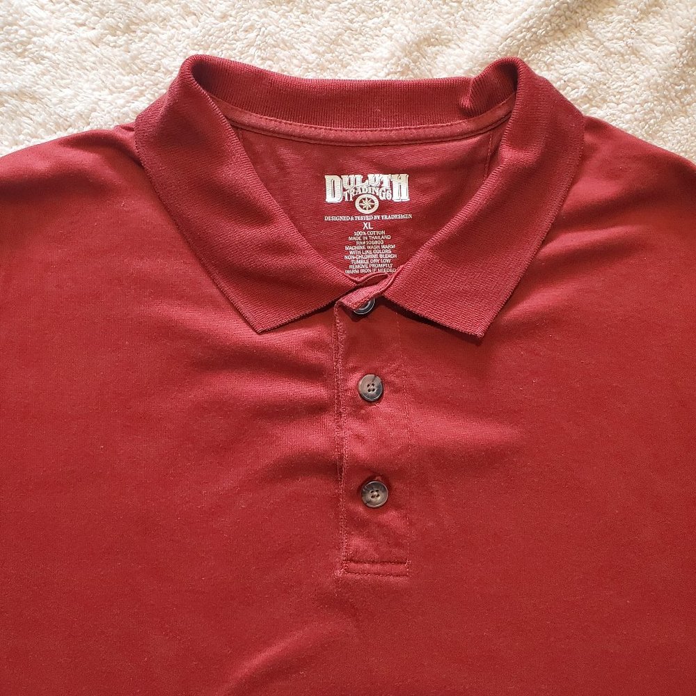 Duluth Trading Co. Men's Maroon Color Short Sleeve Polo Style Shirt, Size XL